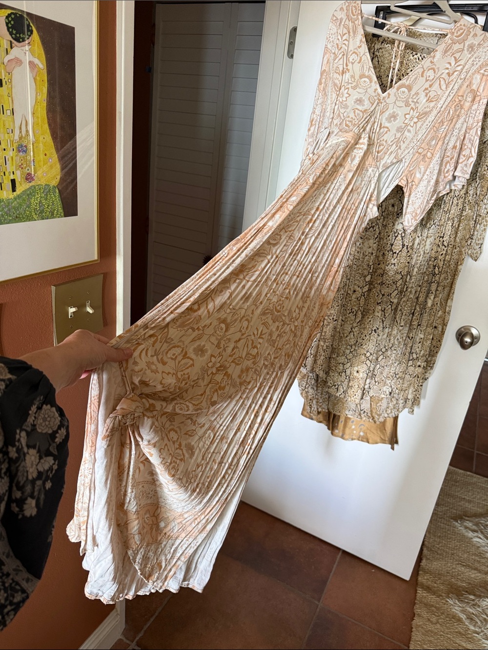 Spell Peach and Cream Printed Boho Dress - Picture 4 of 5